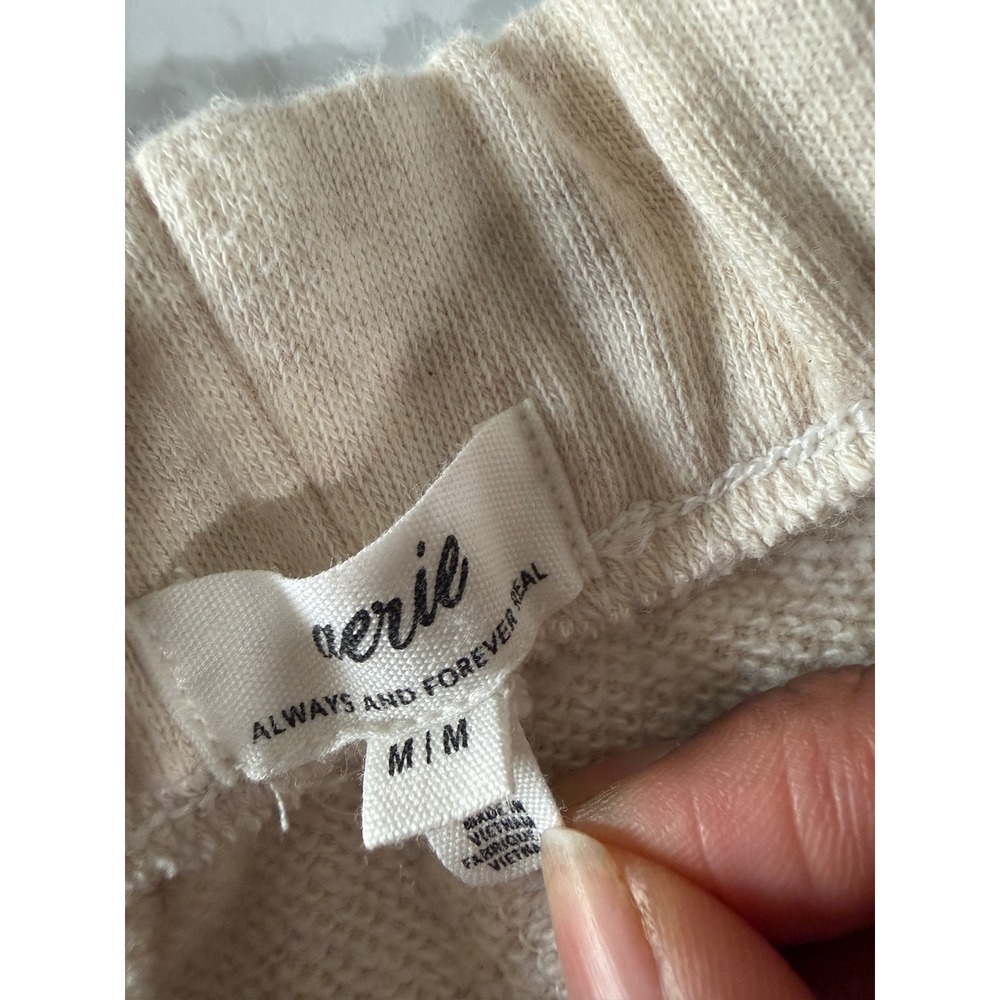 Aerie Cream Wide Leg Sweatpants Heathered Cotton Blend Fleece Lounge Pants M - Picture 3 of 7